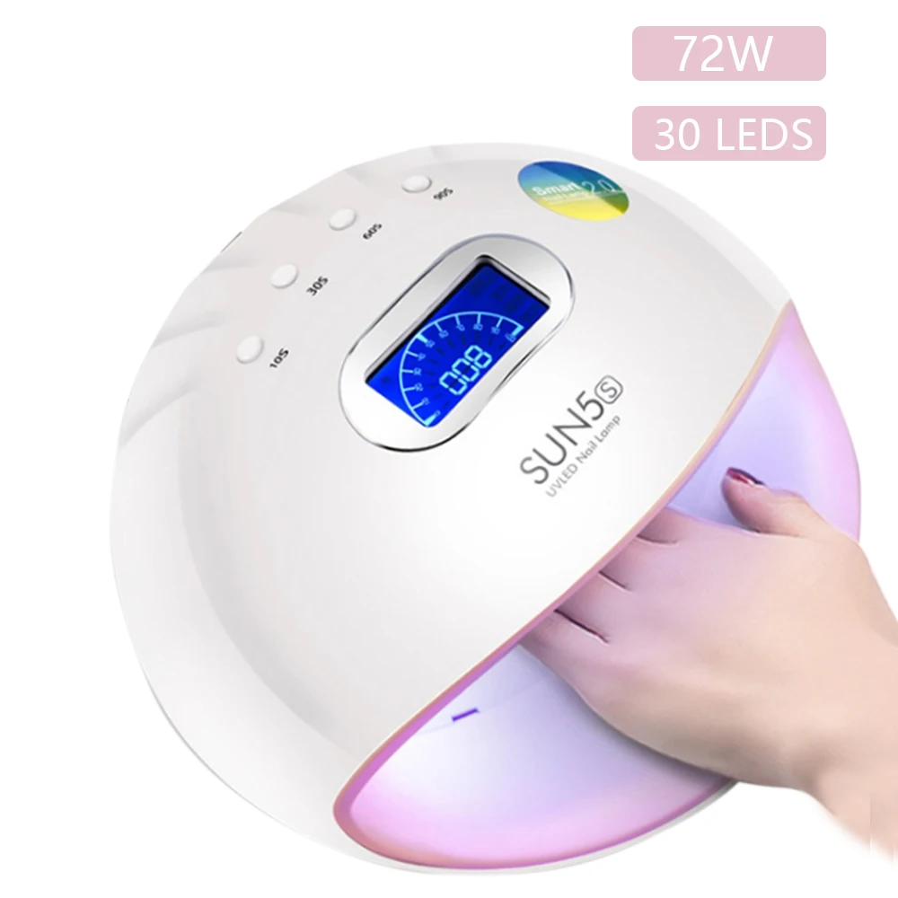 

SUN5s 72W Nail Polish Curing Lamp for Manicure 10s/30s/60s/90s Timer Setting and LCD Display Nail Dryer Sun Light Lamp