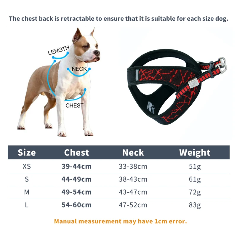 Спортивная Светоотражающая собачья упряжь без тяги для маленьких для средних и больших собак, для тренировок на открытом воздухе, для собак, для прогулок, жилет для безопасности, поводок для собак