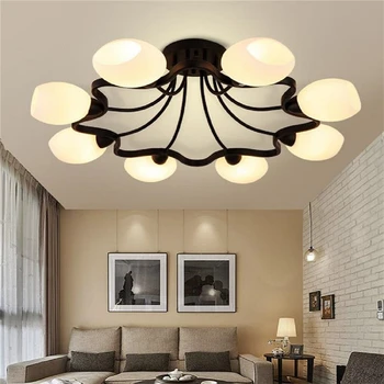 

American Iron LED Kitchen Dining & Bar Pendant Lights Modern European Bedroom Living Room Lamp Milky Pendant Lamps Shade Lustres