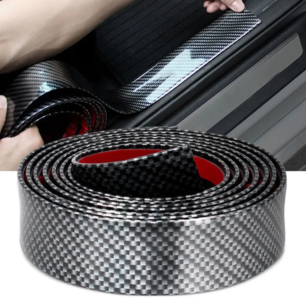 1Pcs Car Sticker Carbon Fiber Rubber Edge Guard Strip Door Sill