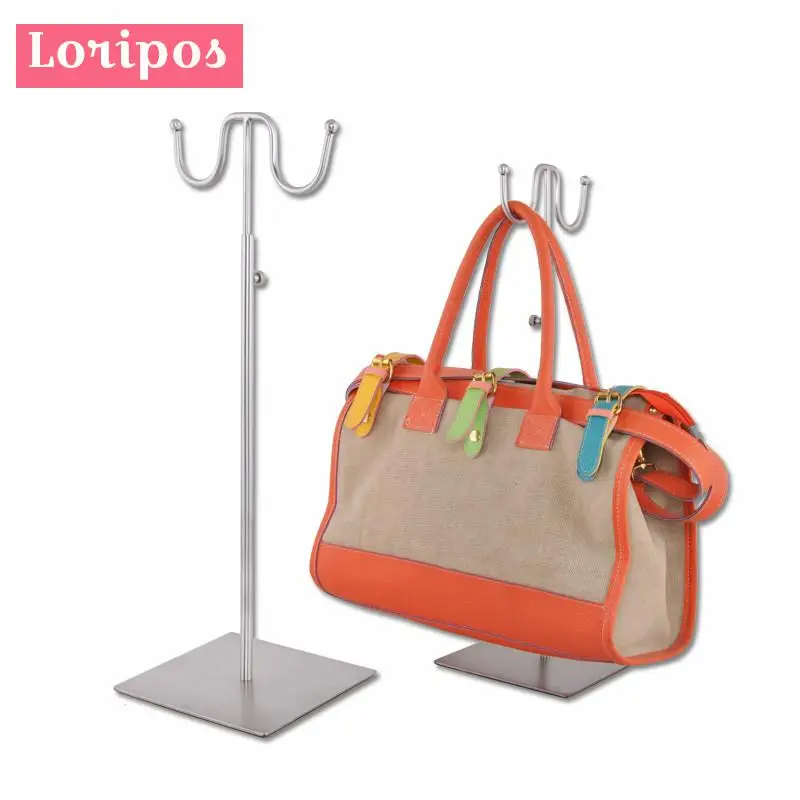 Stainless Steel Bag Display Stand Handbag Window Display Racks Cap Hag
