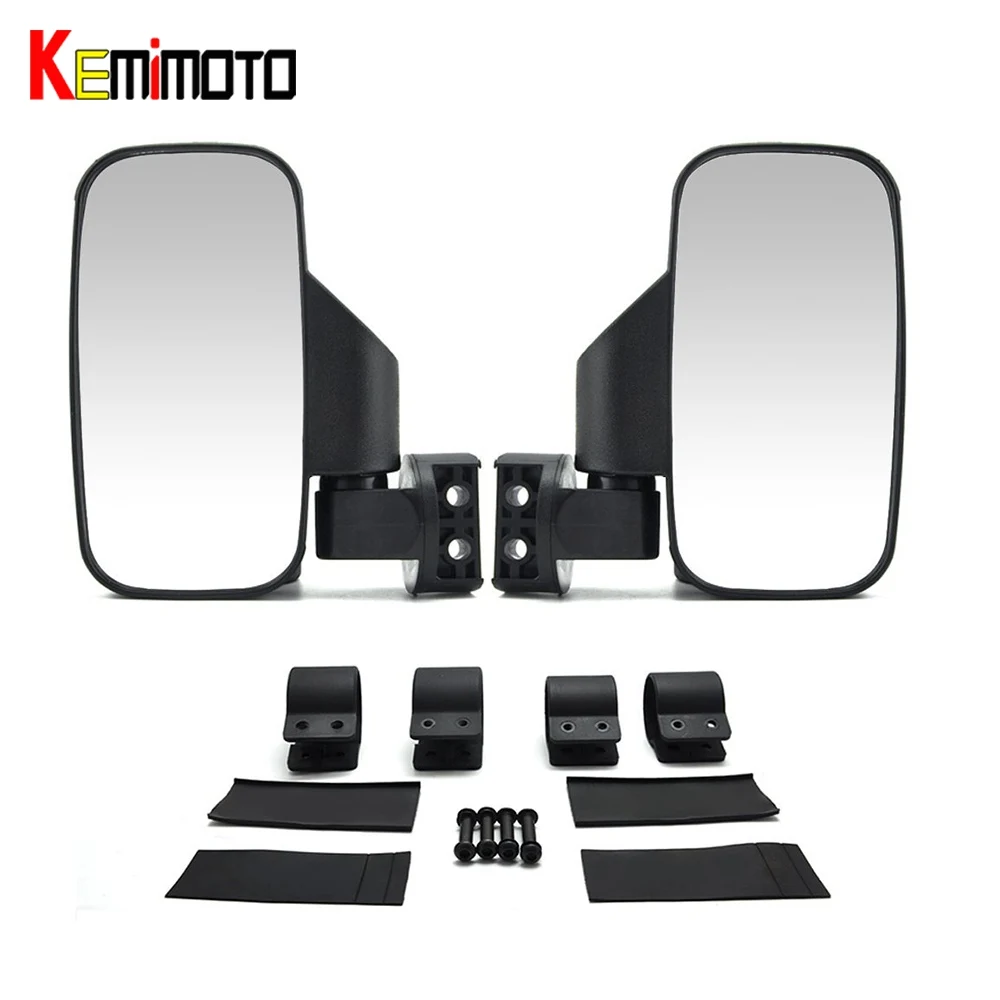 

KEMiMOTO for Polaris RZR Ranger for Bobcat For Can Am for Arctit Cat 2"/1.75"Break-Away Side Mirrors Rubber Pad Rear View mirror