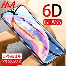 H&A Protective Glass on the For iPhone X XS Max XR Tempered Screen Protector Film 0.25mm 6D Curved Edge Glass XR XS Max Film