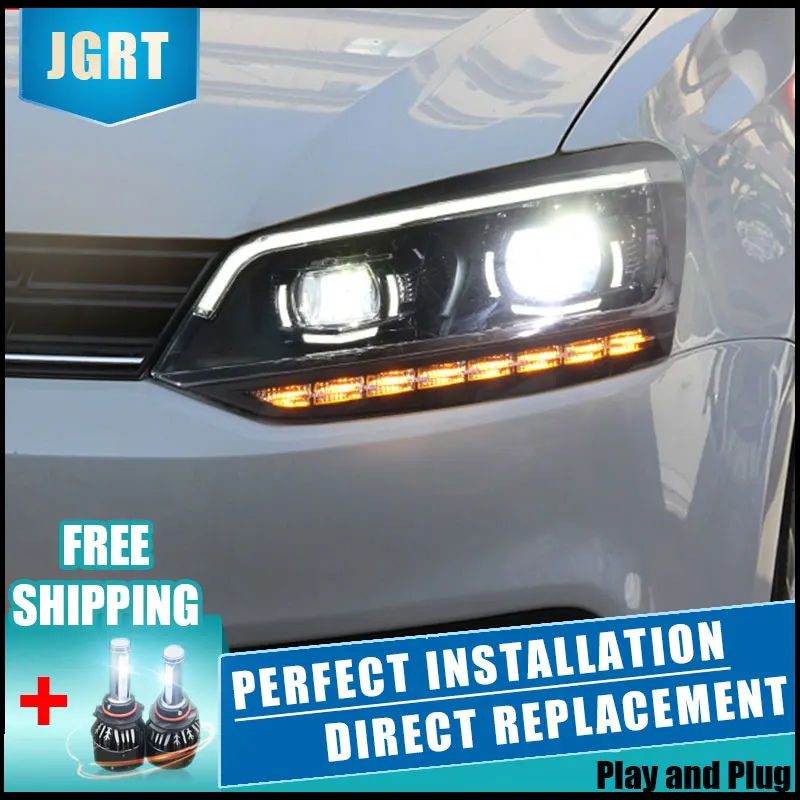  2PCS LED Headlights For VW Polo 2011-2017 Car Led Lights Double Xenon Lens Car Accessories Daytime  - 32889567656