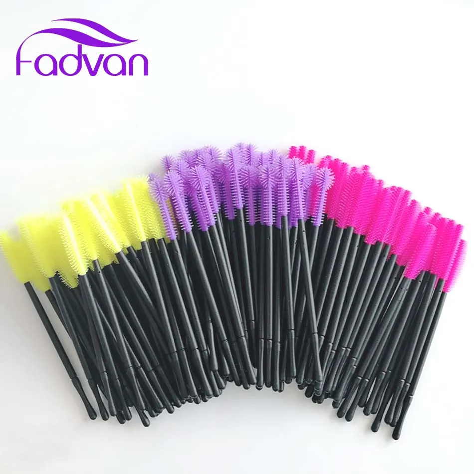 2 x 50pcs Fadvan Silicone Eyelashes Brush Comb Mascara Wands for