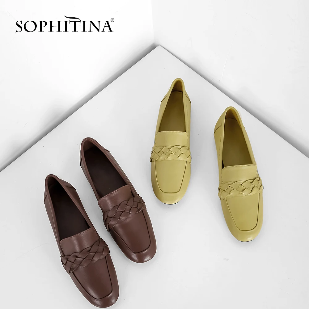 

SOPHITINA Comfortable Flats Women New Fashion High Quality Genuine Leather Flats Hot Sale Round Toe Loafers Shoes Women MO180