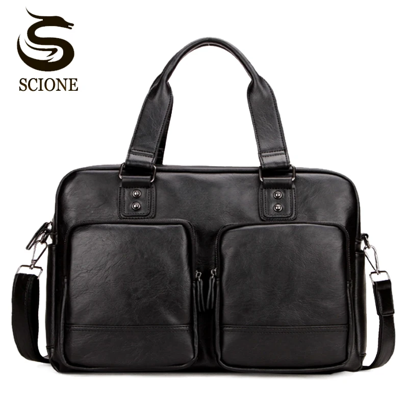 

Hot Fashion Simple Business Men Briefcase Bags Travel Handbag Top PU Leather Laptop Bag Casual Man Shoulder Bags bolsa maleta