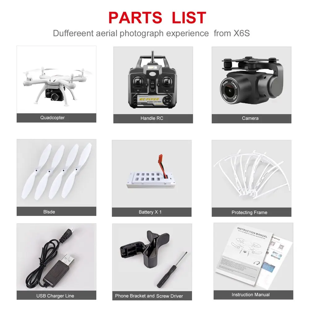 

X6S RC Drone 4CH WiFi FPV Drone 4K HD Camera Flight Pressure Hover RC Helicopter Headless Mode RC Aircraft