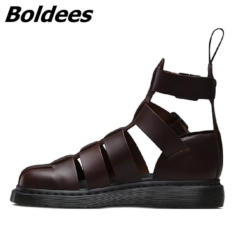 Fivelas Os marrom Gladiador Toe Para Sapatos Festa Cortar Plataforma Boldees De Sandálias Fechada Homens Sandalet Verão Casuais Preto Erkek Ax6tSqU