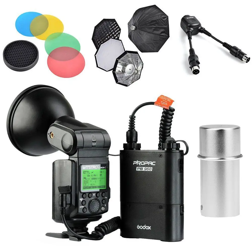 

Godox AD360II-C E-TTL Flash Speedlite + PB-960 Battery + Softbox For Canon