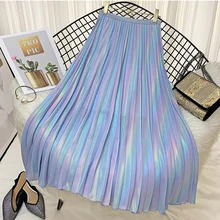 Высококачественная летняя плиссированная шифоновая юбка женская красочная Макси богемная юбка Женская высокая талия длинная Бохо Falda Larga Boho