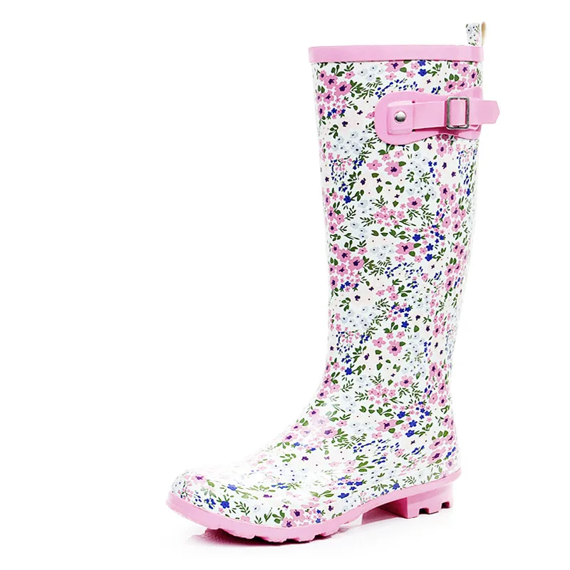 Pink floral rain boots Korean female wild fashion women rain boots water shoes SUB1244