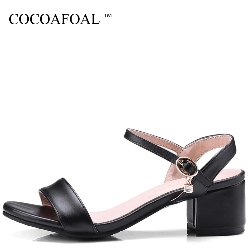 COCOAFOAL Women Crystal Cheap Sandals Fashion Shallow Black Beige White Heel Height Shoes Sexy Plus Size 33 43 47 Sandals 2018