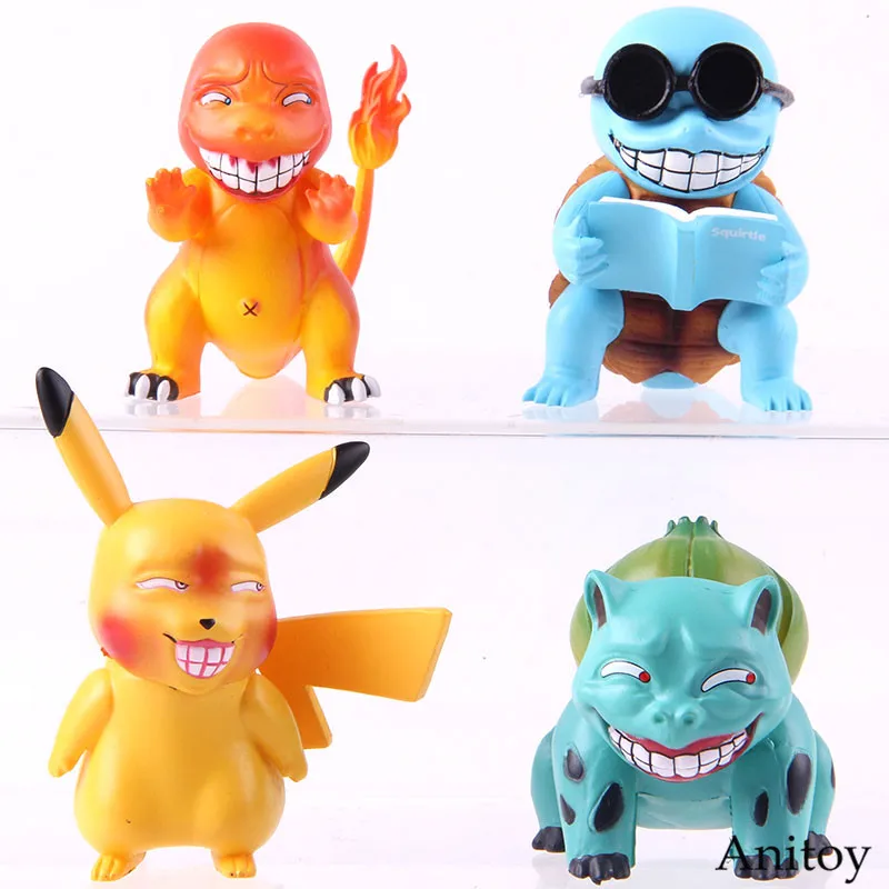 

Game Freak Bulbasaur Charmander Squirtle Pikachu Action Figure PVC Collectible Model Toy 4pcs/set