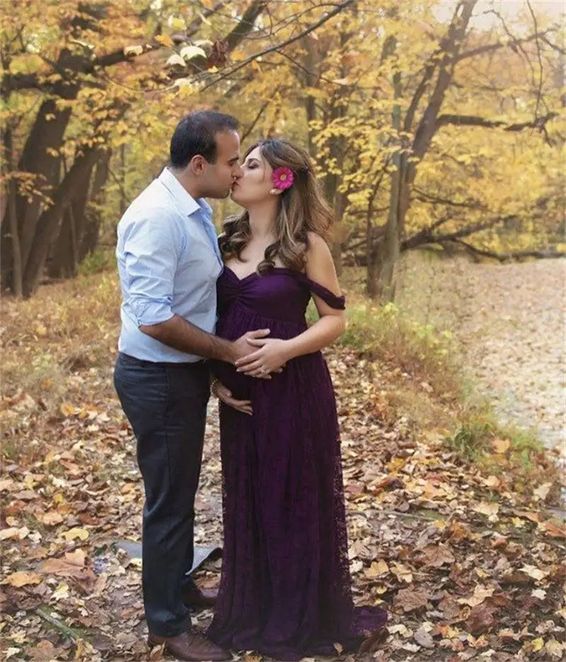 Летние для беременных реквизит макси для беременных платье Кружева платье для беременных фантазии съемки фото Беременные платье плюс ER707 - Цвет: purple