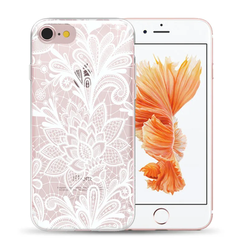 White Sexy Lace Flower Soft TPU Cover Case For iPhone 11 Pro Max X XS MAX XR 5 5S SE 6S 6 7 8 Plus Mandala Floral Silicon Cases iphone 8 lifeproof case