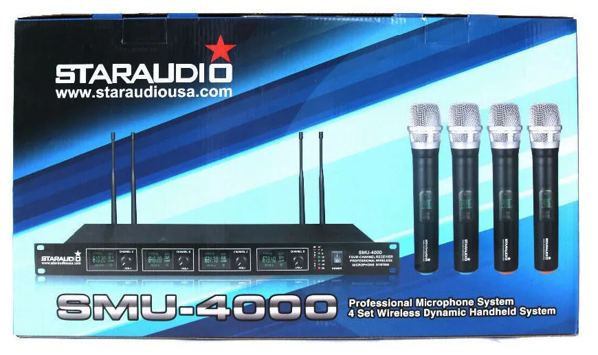pro dj stage 4ch uhf wireless microphone system for stage ktv church mic
