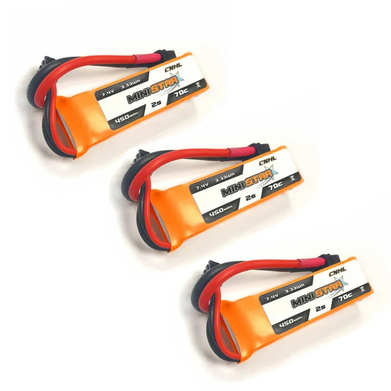1/2/3 шт. CNHL MiniStar 450 мА/ч, 7,4 V 2S 70C Lipo Батарея XT30U разъем для дрона с дистанционным управлением с видом от первого лица с несколькими винтами запасные части Аксессуары - Цвет: 3PCS