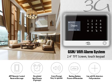 WIFI/GSM/SMS Burglar Alarm System 2G Network Home Security Alarm Sensor