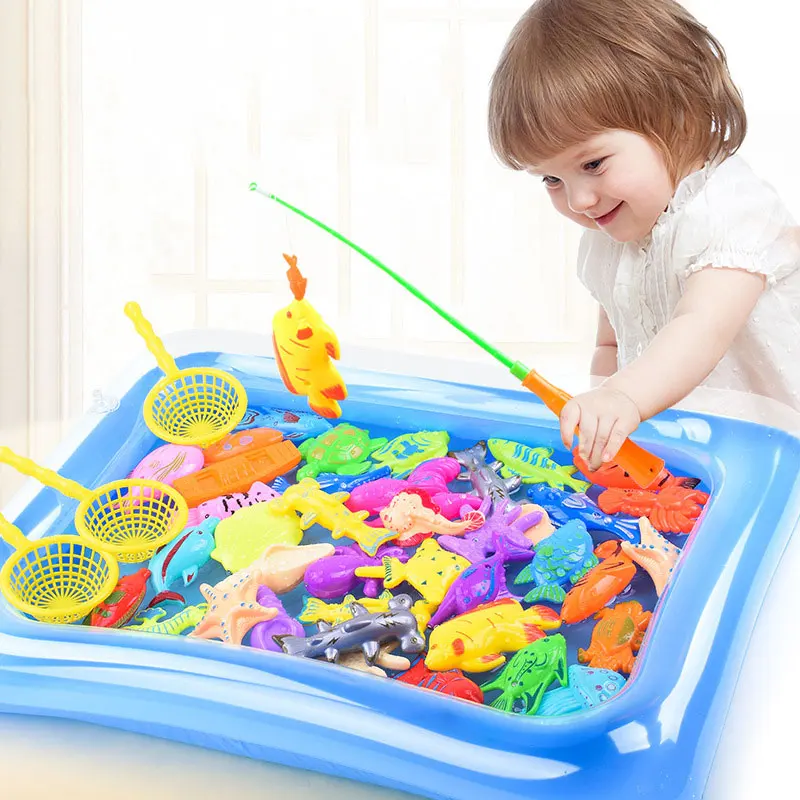 Inflatable pool Magnetic Fishing Toy Rod Net Set For Kids Child Model Play Fishing Games Outdoor Toys