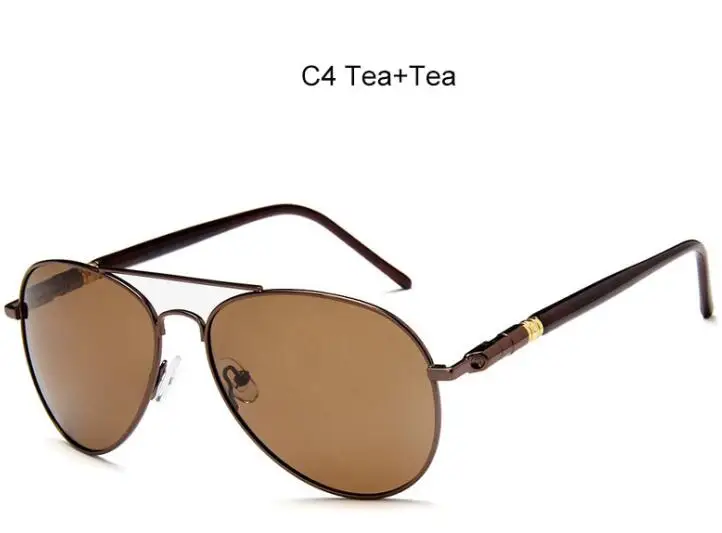 C4 Tea Tea Модные солнцезащитные очки-авиаторы Для мужчин, поляризационные, брендовые, Для мужчин, очки, подходят для вождения, солнцезащитные очки Алюминий очки со стальной оправой UV400 - Цвет линз: C4 Tea Tea