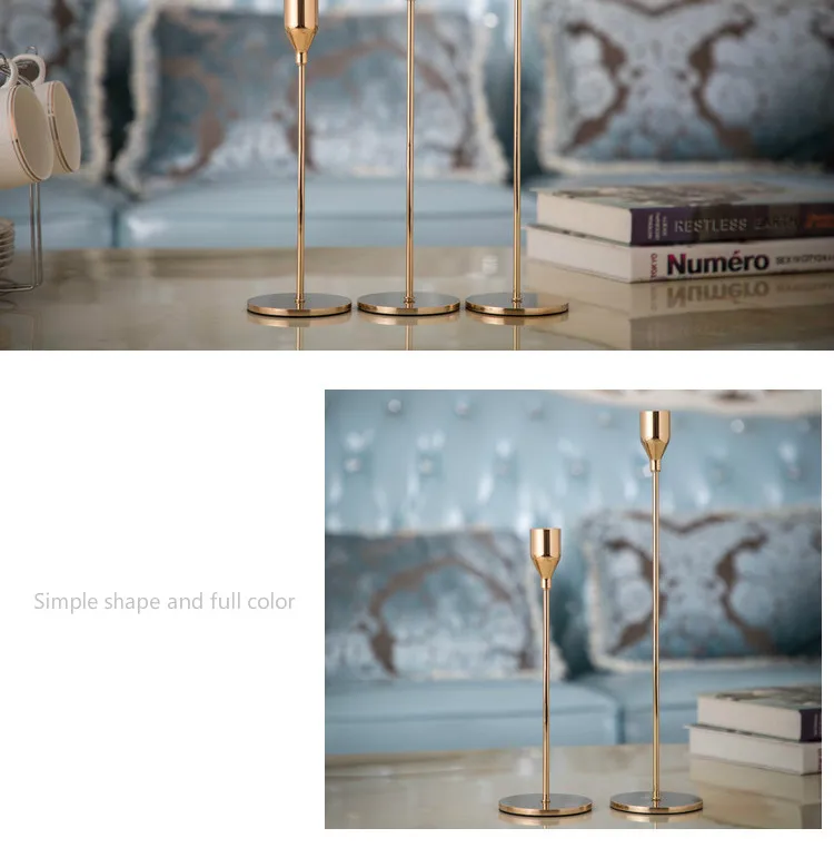 Europe Classic Metal Candle Holder Table Decoration Gold Candlestick Ornament Party Wedding Home Decor Candle Stand Candelabra