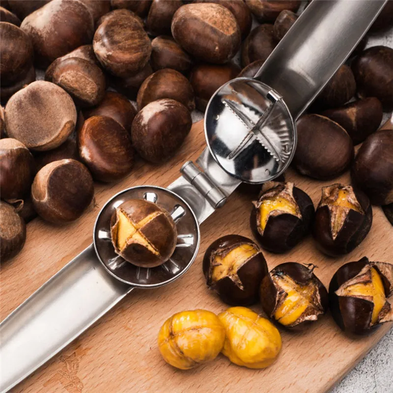 

2-in-1 Quick Chestnut Clip Nut Cracker Sheller Walnut Pliers Metal Nut Opener 304 Stainless Steel Kitchen Tools Gadgets
