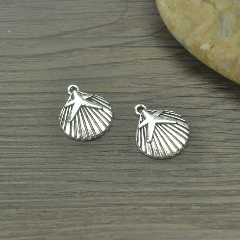 

10pcs Charms metal shell starfish,Antique Making pendant fit,Vintage Tibetan Silver,jewelry DIY bracelet necklace 22*18mm 4431A