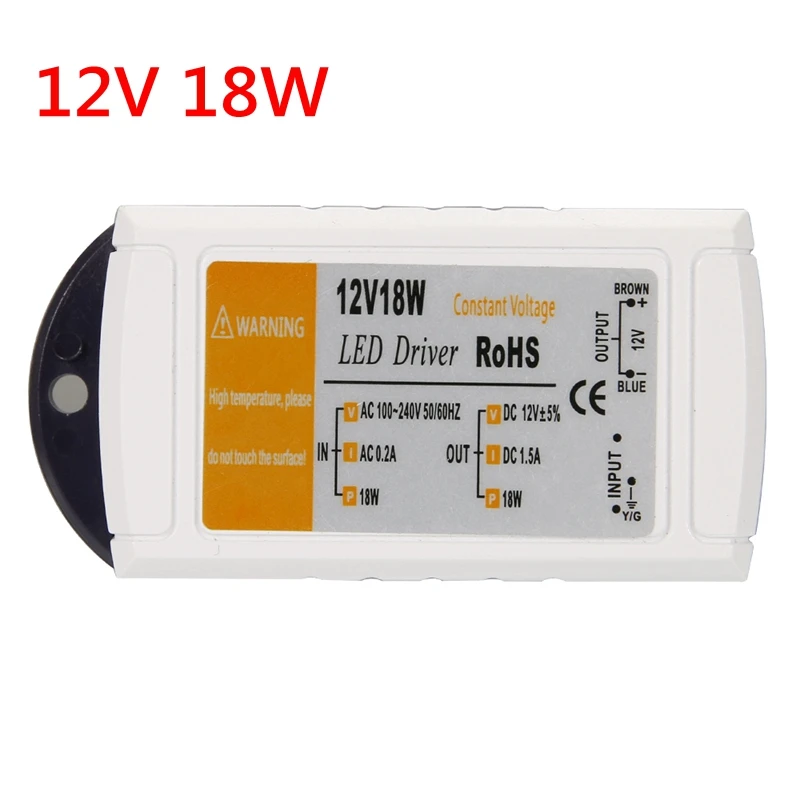 DC12 V блок питания 12 V Светодиодный драйвер 18 W 28 W 48 W 72 W 100 W AC 110 V 220 V до 12 V DC адаптер трансформатора освещения для светодиодной ленты CCTV