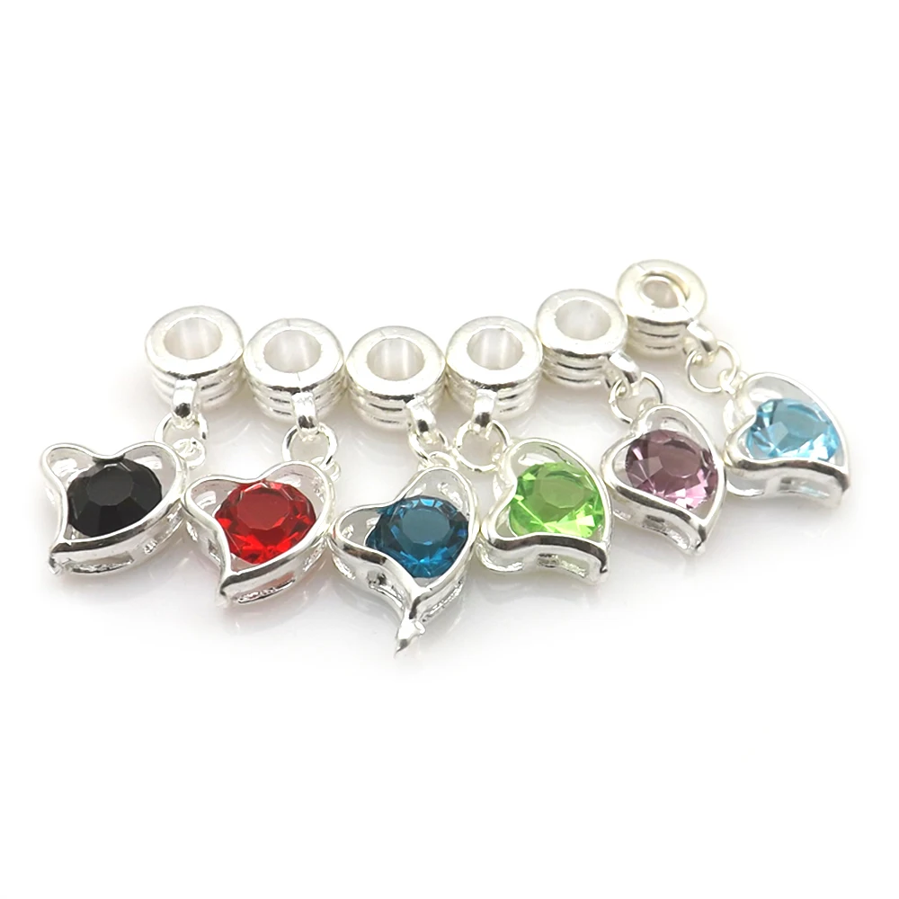 Silver Tone Heart Shape Pendants, Fashion Crystal Heart Pendants For