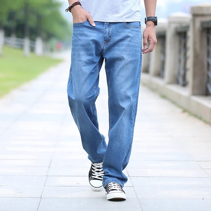 

2018 jeans loose Large size Spring and Summer Stretch wild Comfortable pants Plus fat plus size Straight waist trousers