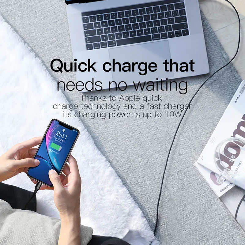 Baseus 2.4 نوع-C إلى الإضاءة كابل ل فون X XR XS ماكس باد اللوحي USB-C الإضاءة البيانات بسرعة شحن الهاتف المحمول كابل