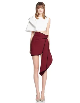 

New Fashion Sexy Women Sets O-Neck Tops Mini skirt Rayon Bandage Evening Party Sets Top Quality