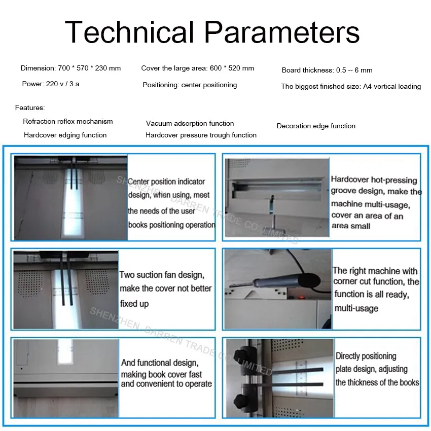 Твердый переплет делая машину, Твердый переплет чехол, твердый переплет обложка книги делая машину A4 Вертикальная загрузка большая площадь 600*520 мм