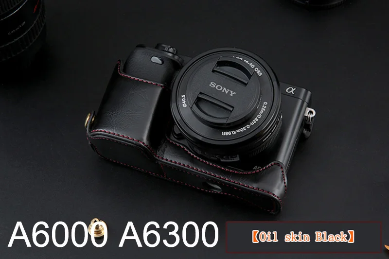 Из искусственной кожи Половина Камера низ чехол сумка чехол для sony A6000 A6300 A5100 A5000 A7 A7S A7R A7RM2 A7II A7S2 A9 A7M3 A7 Mark ii iii - Цвет: a6000 a6300 Black