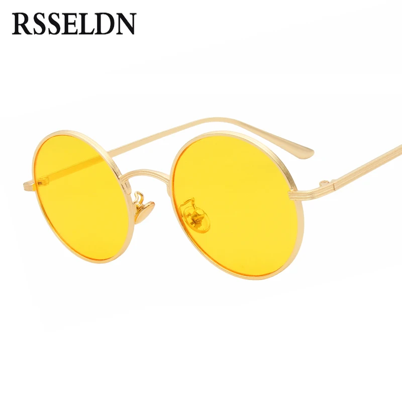 

RSSELDN Round Sunglasses Women Retro Vintage Silver Gold Metal Frame Clear Yellow Red Circular Sun glasses for Men UV400 Gafas
