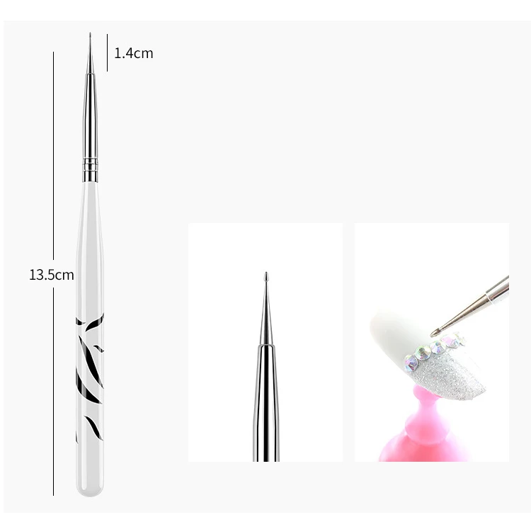 8Pcs UV Gel Brush Liner Painting Pen Acrylic Drawing Brush for Nails Gradient Rhinestone Handle Manicure Nail Art Tool