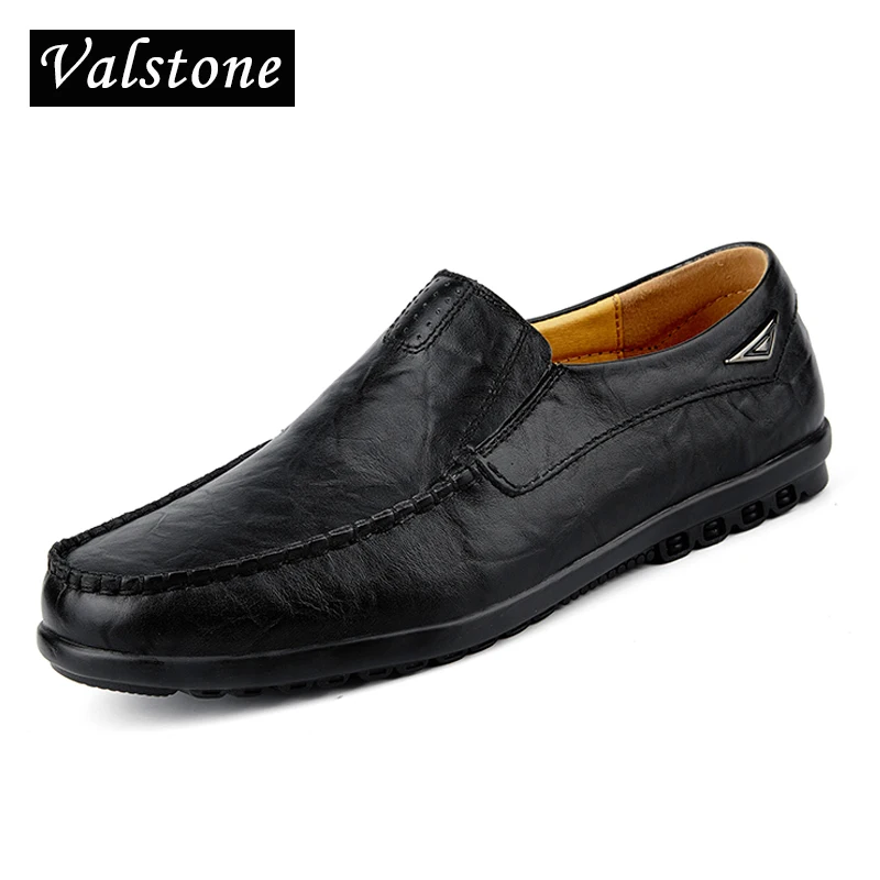 Valstone 2019 Super Leather Shoes for Men soft comfortable Loafers work shoes moccasins vintage flats dress shoes black Brown -