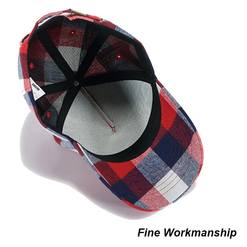 WUKE gorra a cuadros Casual gorra de béisbol hombres mujeres huesos rojos Hip Hop Casquette Homme Gorras Para Hombre Beisbol ajustable