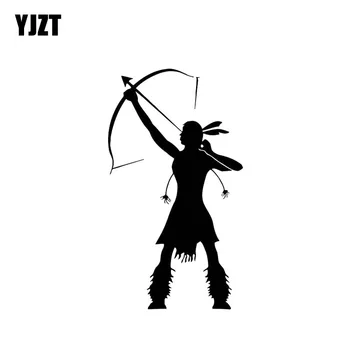 

YJZT 7.9*14.1CM Indian Lady Bold Brave Archer Popular Fashion Style Vinyl Decal Black/Silver Car Sticker C20-0794