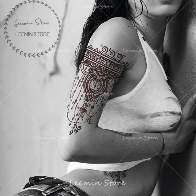 Brown Large Temporary Tattoo India Style Brown Large Temporary Tattoo India Style