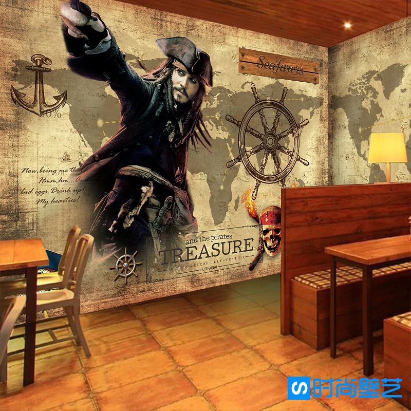 

Custom 3d mural retro Caribbean Pirates Wallpaper living room office bedroom coffee shop background movie poster wallpaper mural
