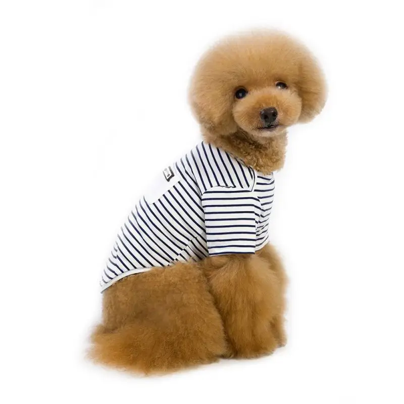 Одежда для маленькой собаки, летняя полосатая рубашка с рисунком собаки, милый Йоркширский футболка с терьером, дышащий жилет для животных