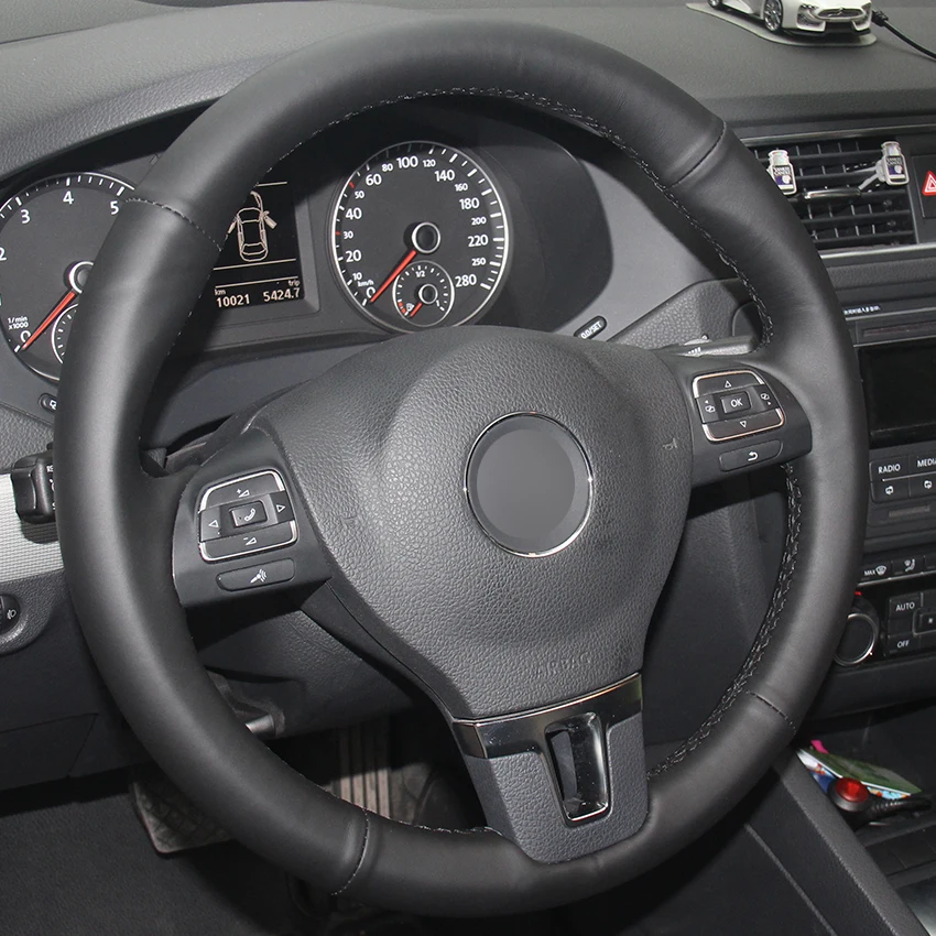 Черные кожаные чехлы на руль для Volkswagen Gol Tiguan Passat B7 Passat CC Touran Jetta Mk6