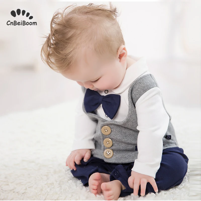 

Baby rompers newborn boys Romper Cotton Long Sleeve Clothing jumpsuts vest tie bow suits Overalls for infant 1st Clothes dresses