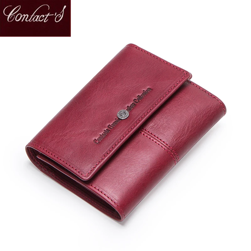 LAORENTOU Brand Women Standard Wallet Genuine Leather Wallets Fashion Short Zipper Purse Lady Coin Pocket Card Holder for Women