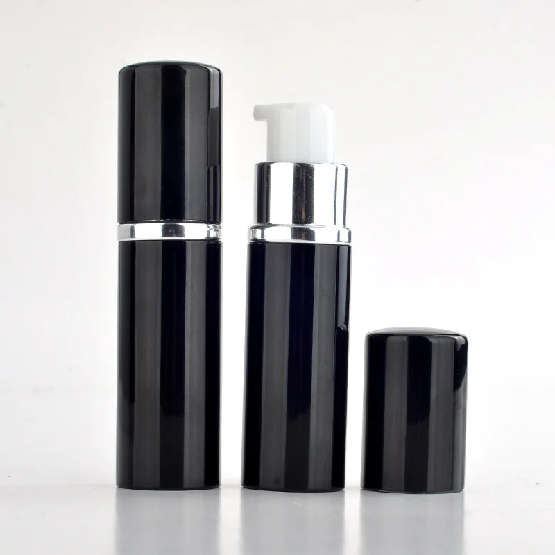 10ml Glossy Alumite metal aluminum black lotion cream glass bottle