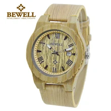 BEWELL мужские часы ремешок из натуральной кожи часы Натуральный Бамбуковый корпус с календарем дисплей дешевые наручные часы из Китая Прямая 109C