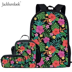Jackhereook школьная сумка для девочек на молнии детский цветочный рюкзак модный тропический цветок гибискуса печати школьный Детские ранцы