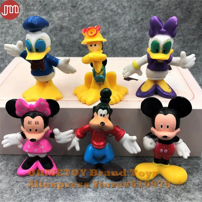 

New 6pcs Mickey Mouse Party Dolls Minnie Toy Doll Pluto Action Figure Anime Playset Cake Toppers 6-8cm Kids Gift Toys